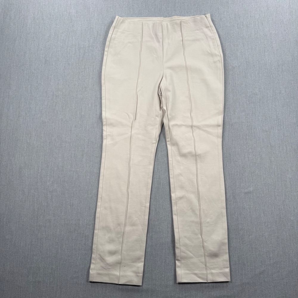 Chicos Brigitte So Slimming Pants Beige Side Zip‎ Pintuck Sz 1 Regular 570166545